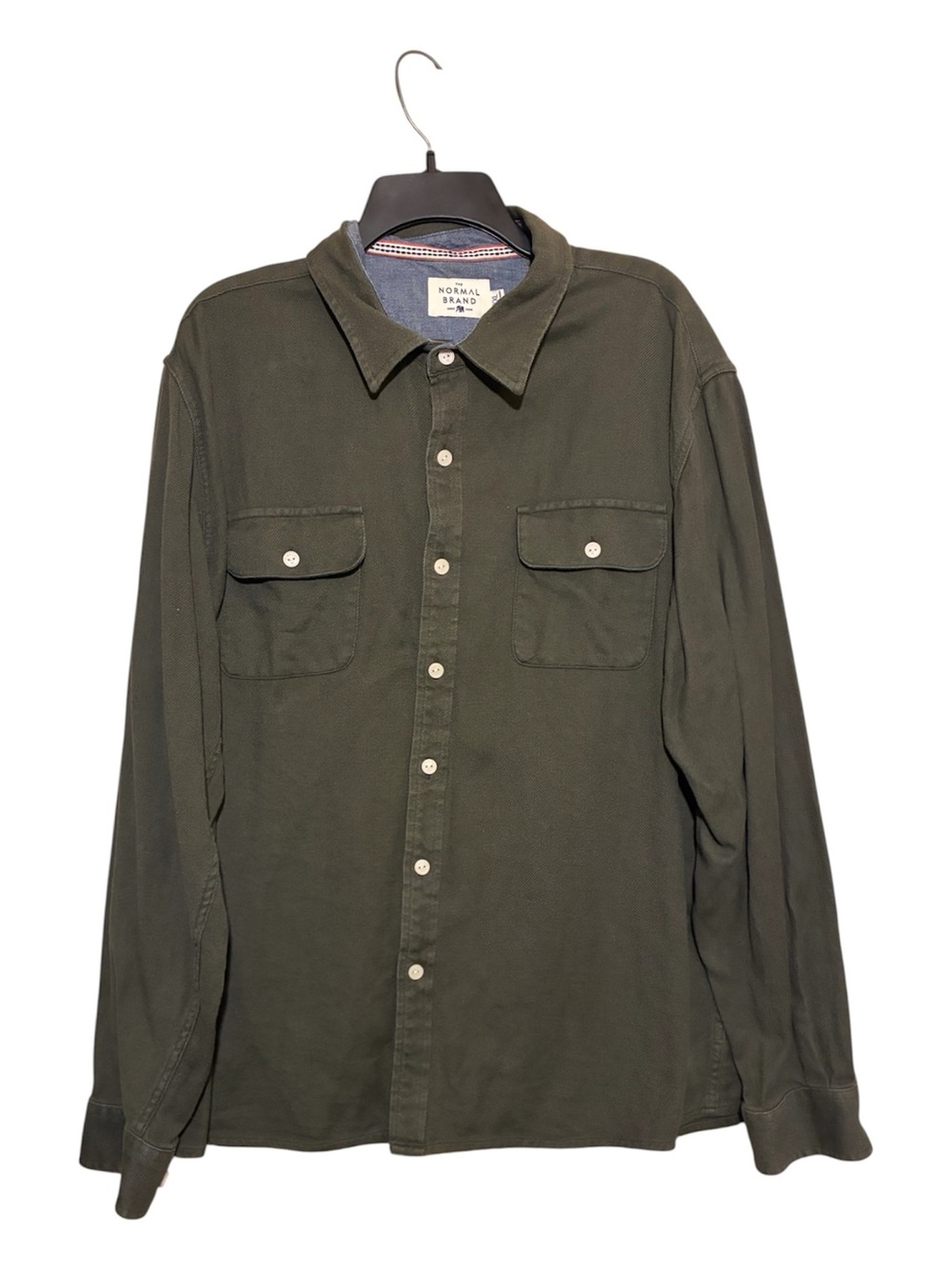 THE NORMAL BRAND textured knit shirt in army olive green 2XL